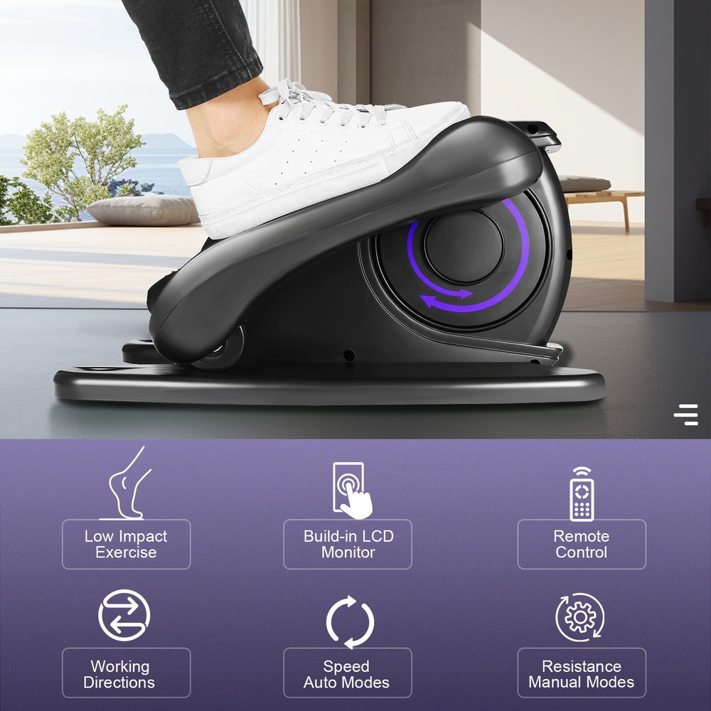 Under Desk Elliptical Machine Portable Ellipse Leg Exerciser Machine➕Remote&LCD^