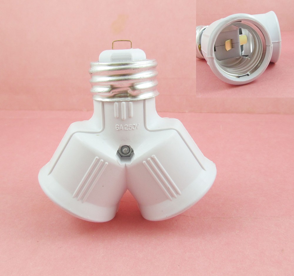 E27 to 2 E27 Screw Base Light Lamp Bulb Socket LED Split Adapter Converter