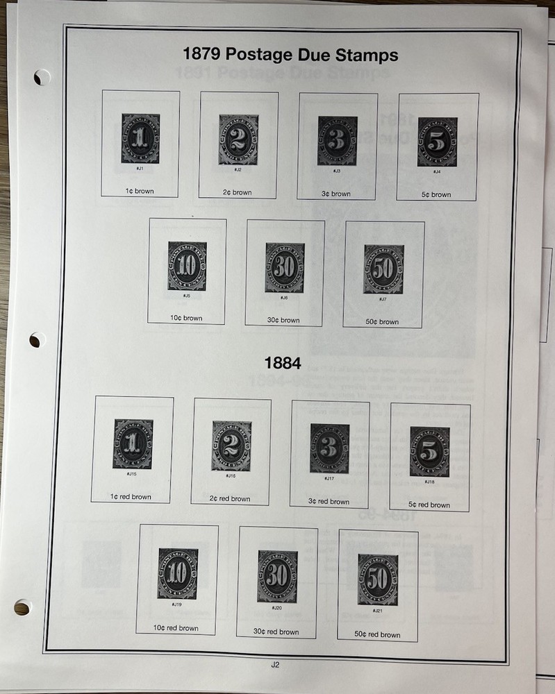 Mystic Heritage Collection - Postage Due Stamp Section Album Inserts + 2 Stamps