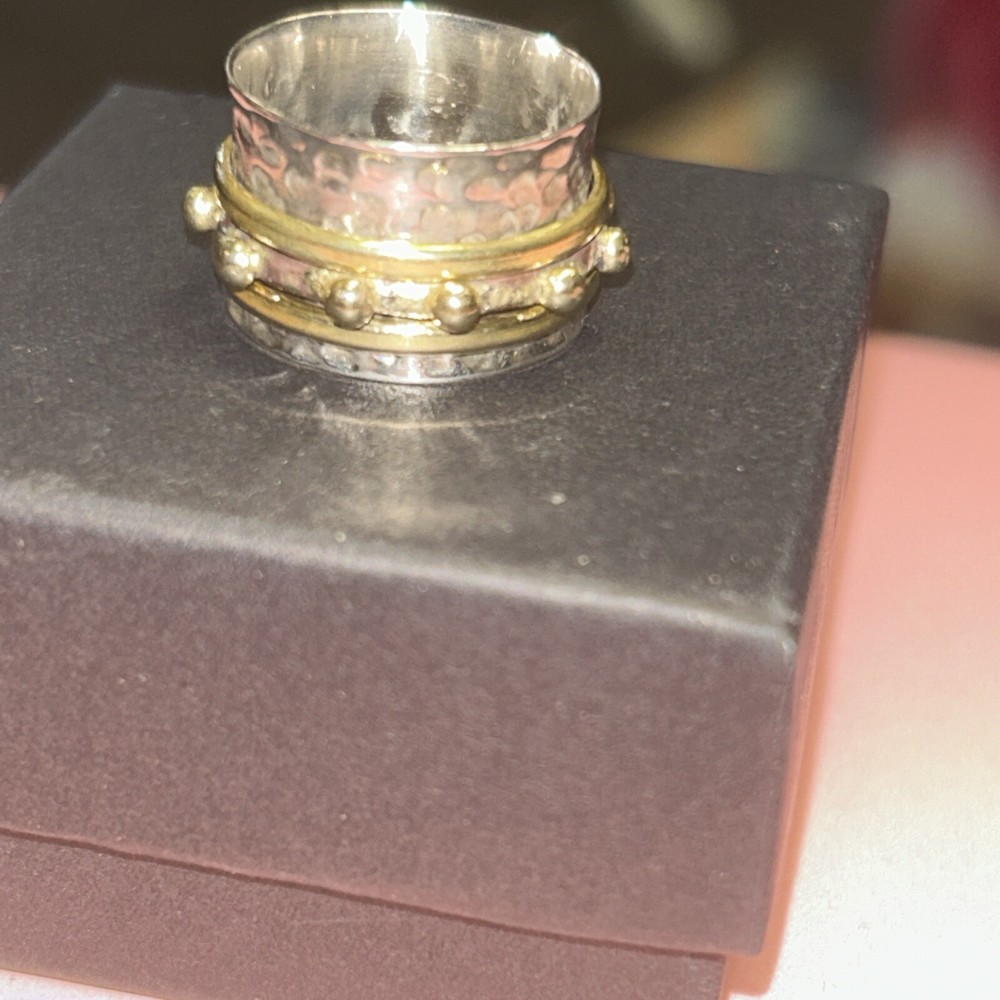 925 Sterling Silver Two toned Spinner Ring