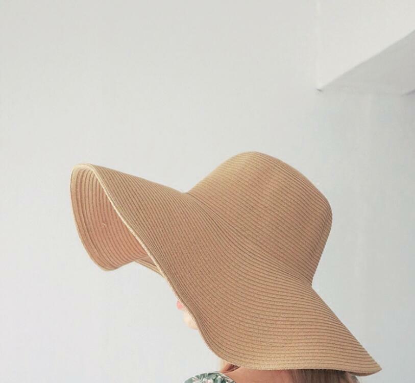 US Ship Women Summer Large Floppy Folding Wide Brim Cap Sun Straw Beach Hat Gift