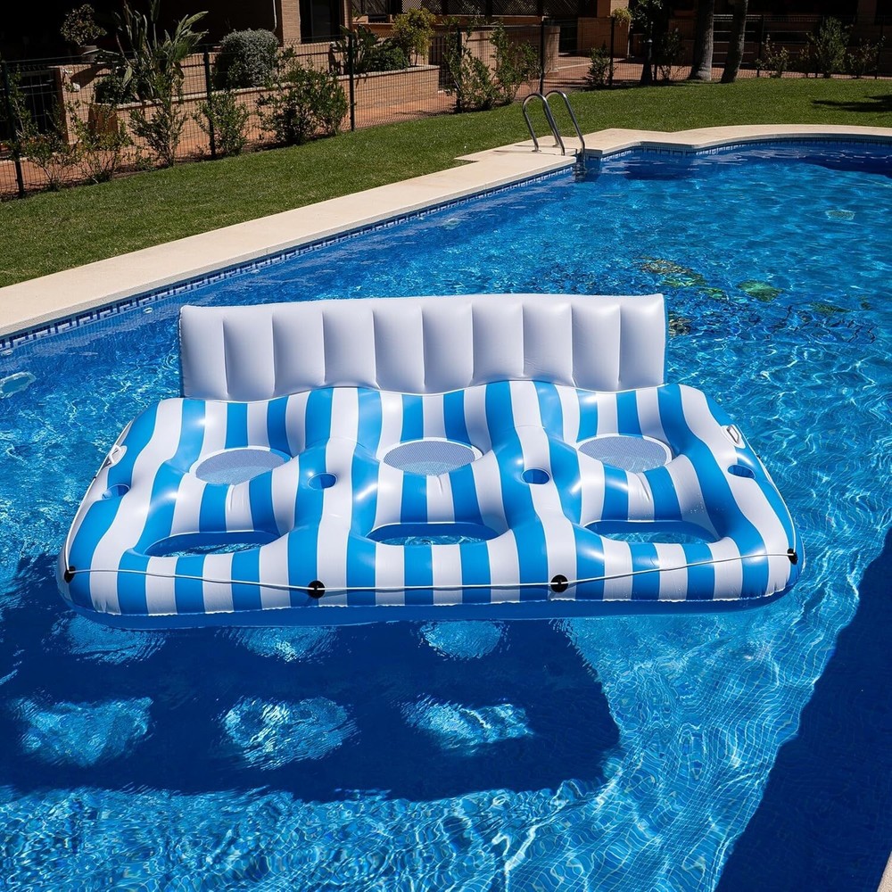 Zone Tech Inflatable Pool Float - 3 Person Pool Float Lounger Chair with Handles