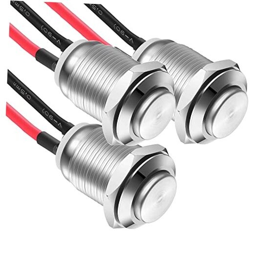 3 Pcs 12mm Prewired High Head Waterproof Push Button Latching 2A SS-Latching