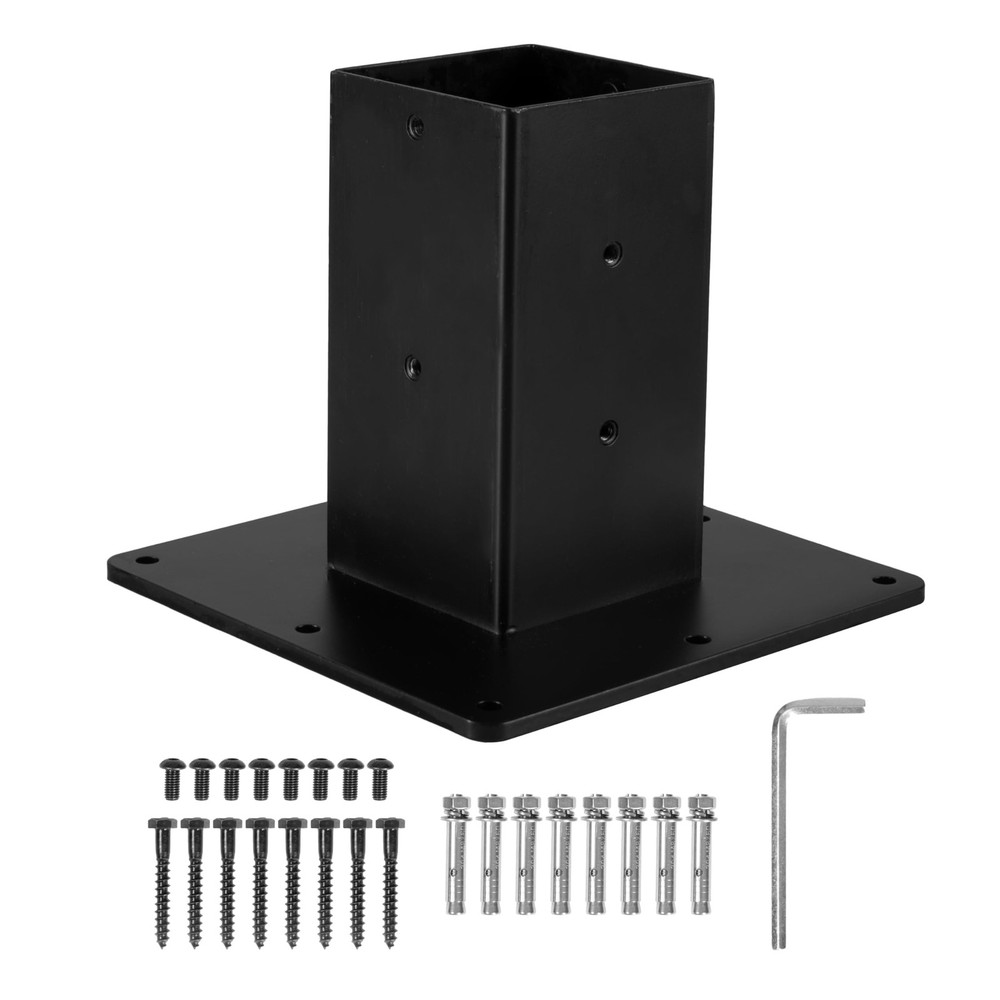 Black Mailbox Post Mount Base Plate Mounting Bracket - No Wood Required - 4x4