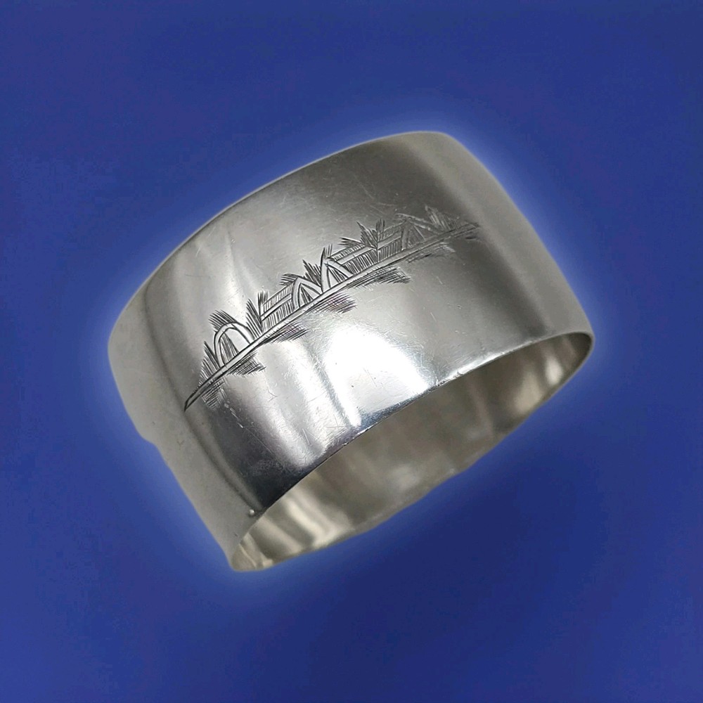 Sterling Silver Napkin Ring Engraved River Scene