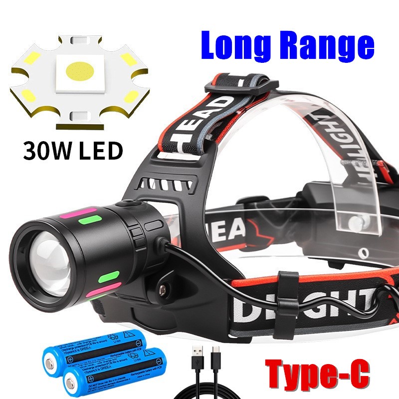 99000000LM Most Powerful LED Zoomable Headlamp Rechargeable Head Torch Headlight