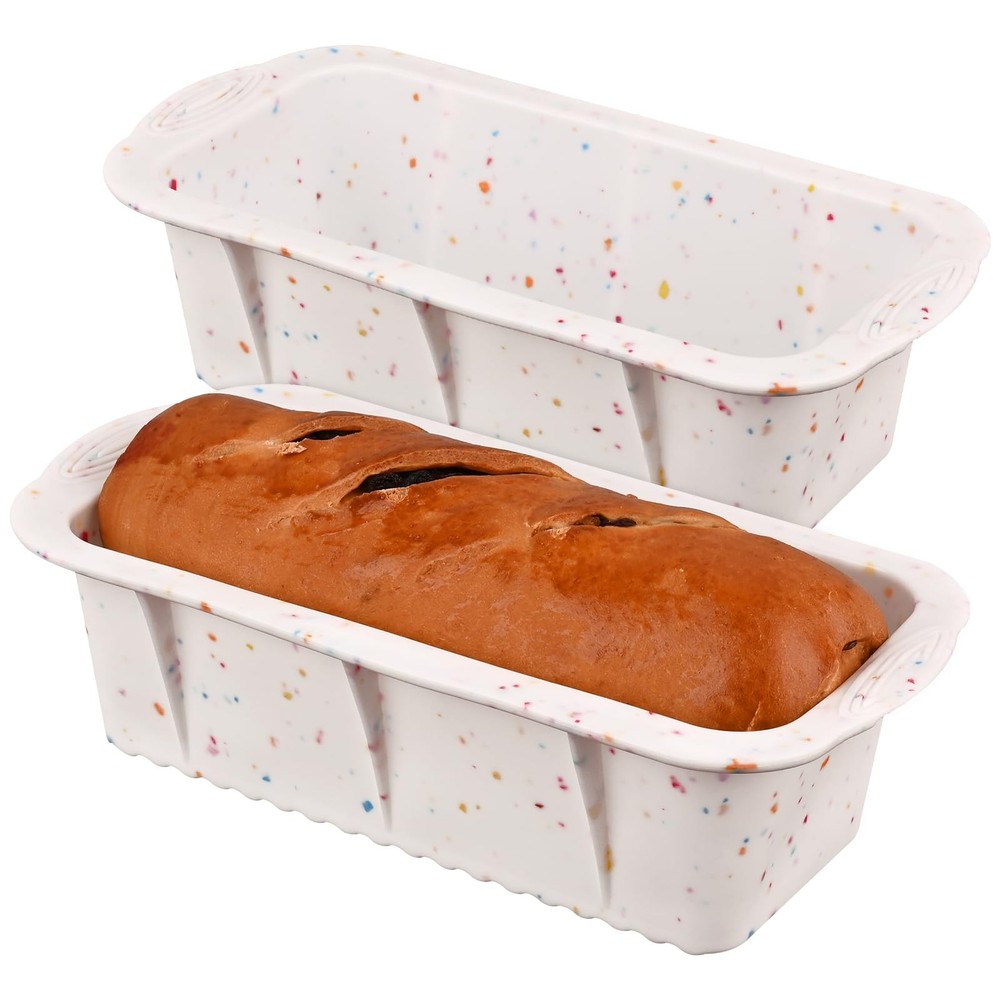 Sakolla 2 Pack Silicone Bread Loaf Molds, Nonstick Easy Release Rectangle Silico