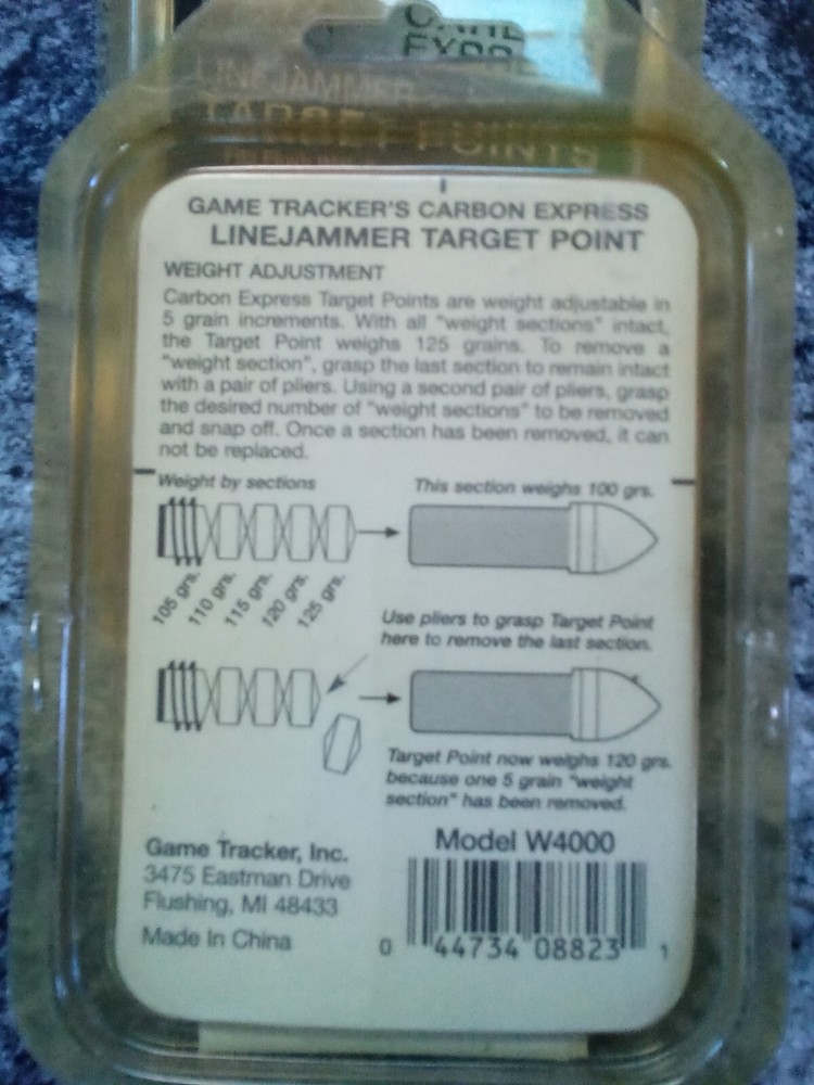 Game Tracker Carbon Express Linejammer Target Points adj. 125 to 100 gr. 12 pack