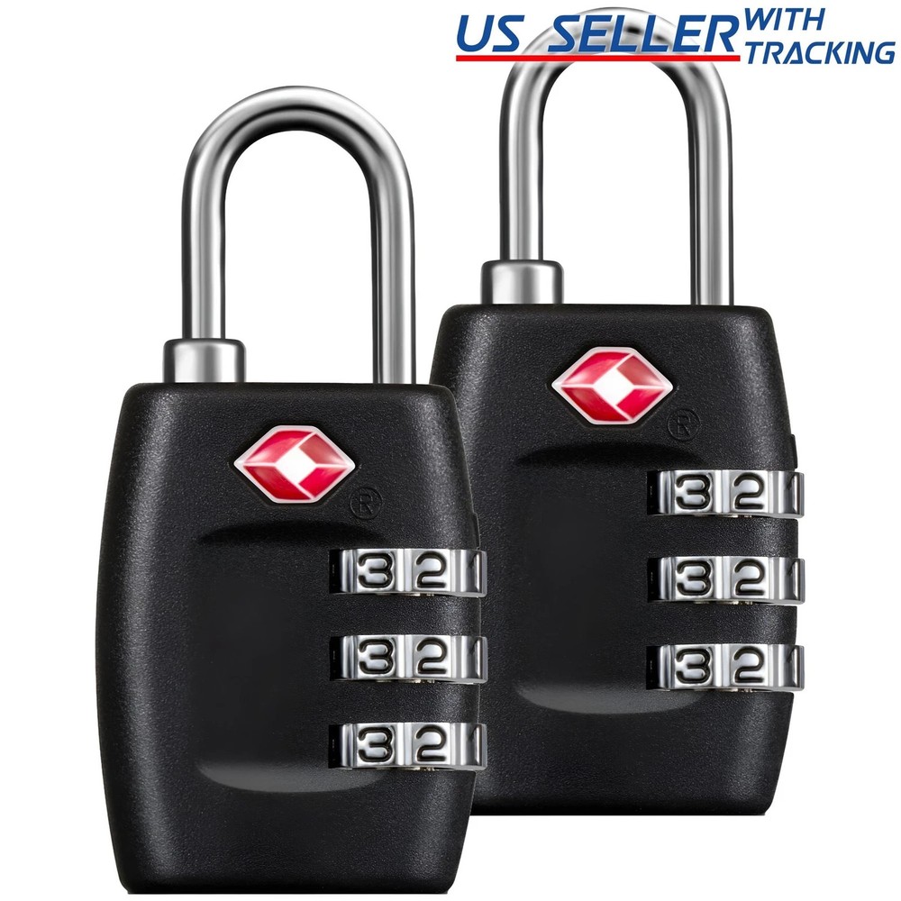 2x TSA Lock Suitcase Travel Luggage 3 Digit Combination Reset Padlock Backpack
