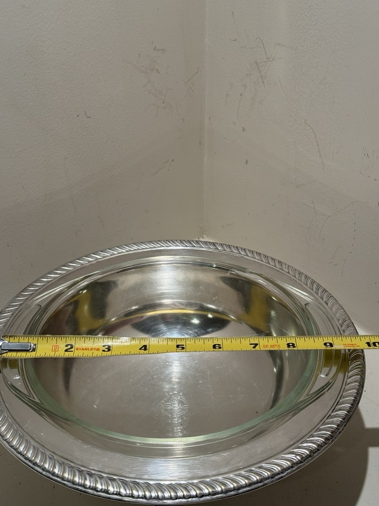 1883 FB ROGERS SILVER CO. COVERED SERVING DISH W PYREX GLASS BOWL INSERT