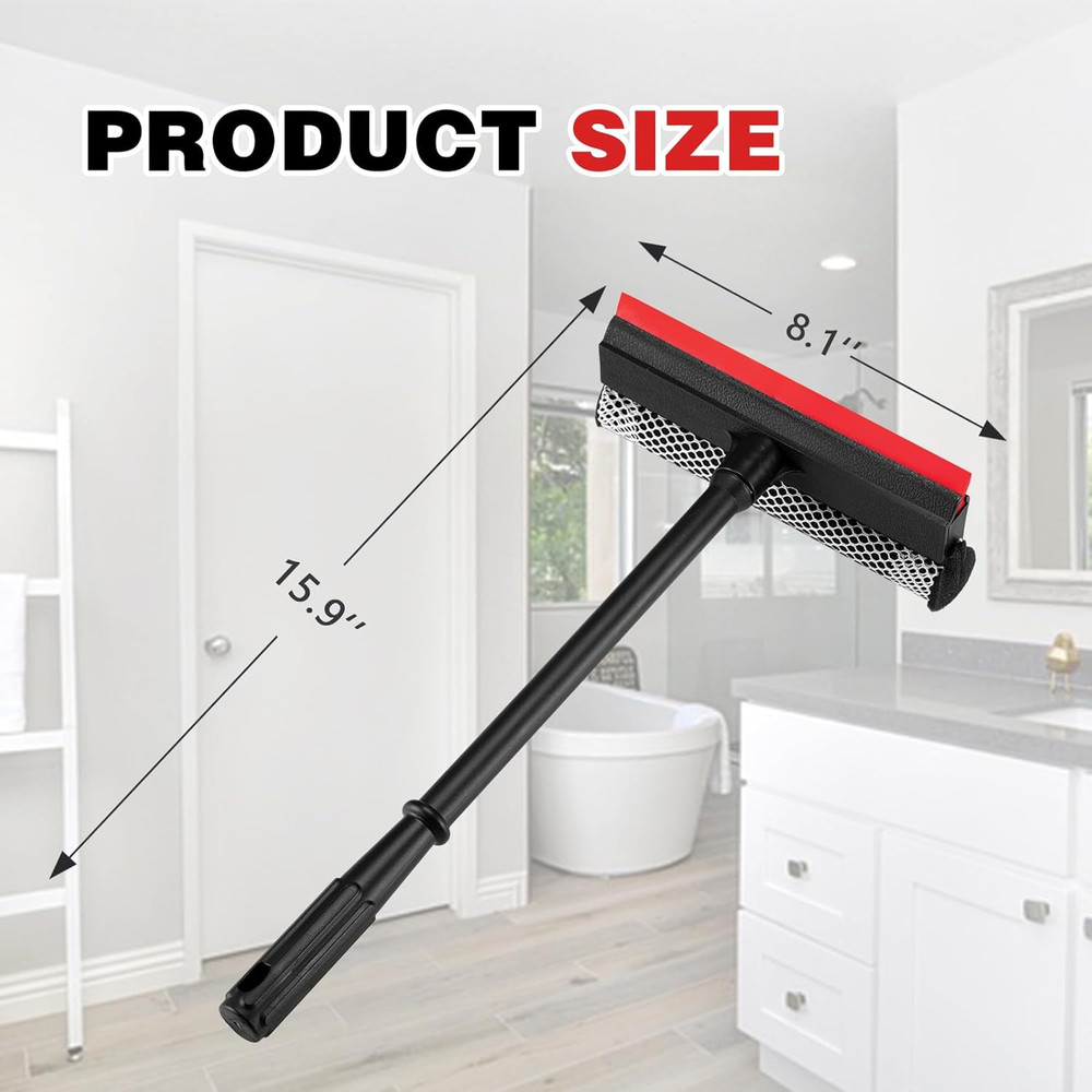 Professional 8.1" 2 in 1 Window Squeegee with 16" Long Handle,Car Squeegee for G