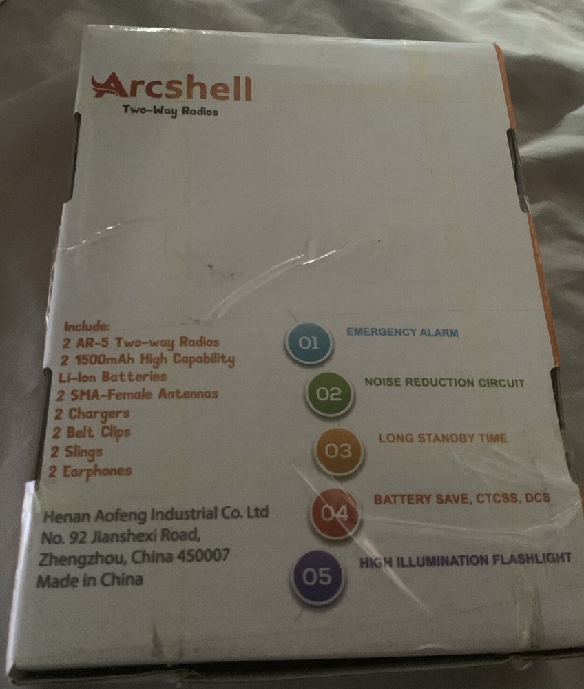 Arcshell AR-5 Two-Way Radio with Earpiece - 2 Pack New-Open Box