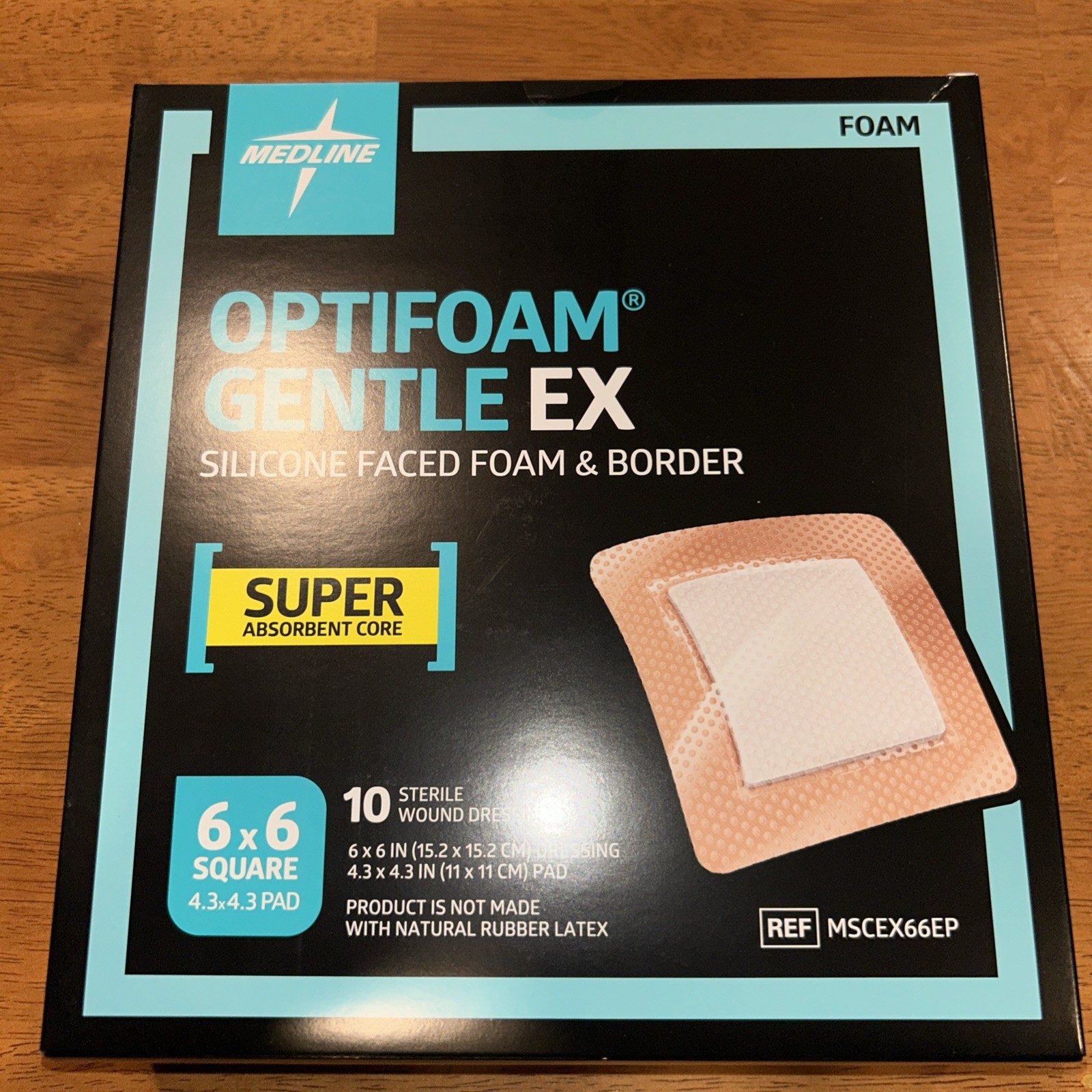 Medline Optifoam Gentle Silicone-Faced Foam Dressing 6" x 6", Box of 10