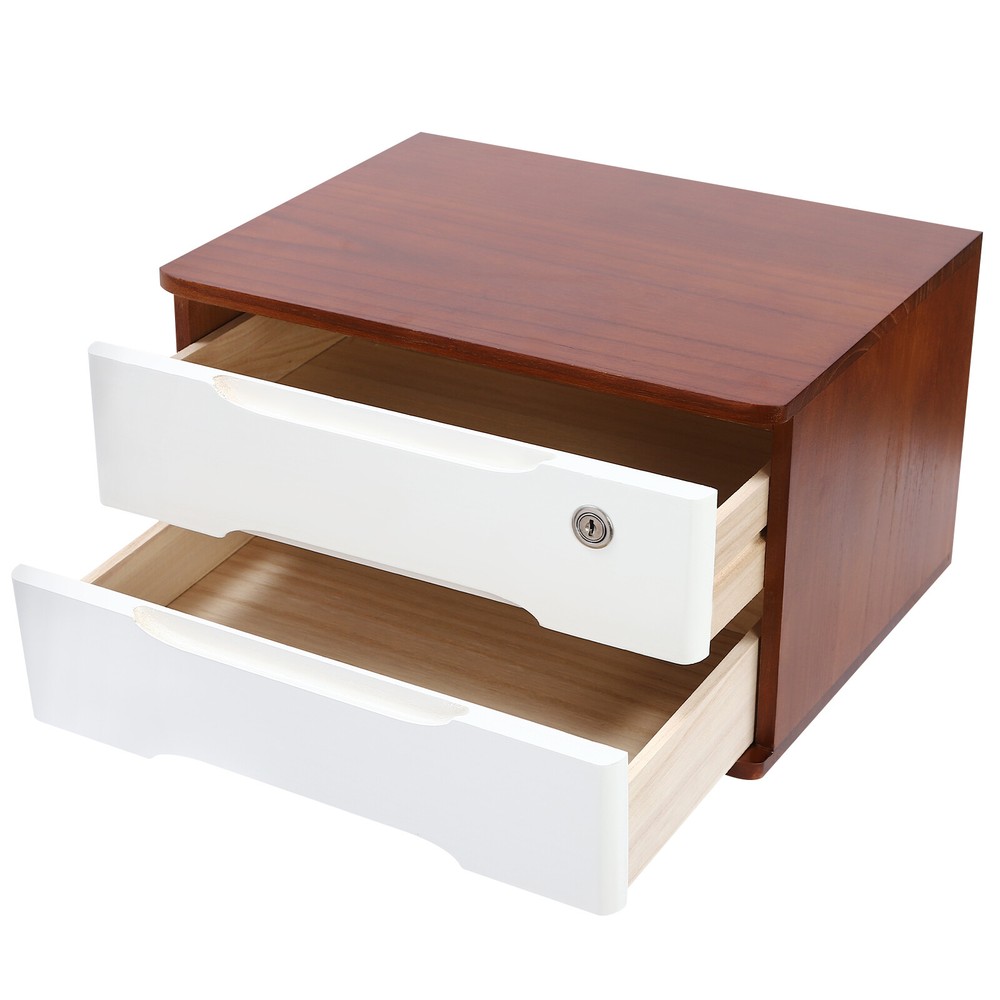 Wooden Desktop Storage Box, Desk Organizer, Desktop Storage Box with Lockable