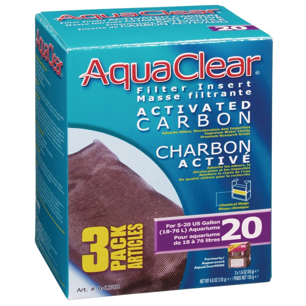 AQUACLEAR - 20 - 30 - 50 - ACTIVATED CARBON FILTER REPLACEMENT INSERT - 3 PACK