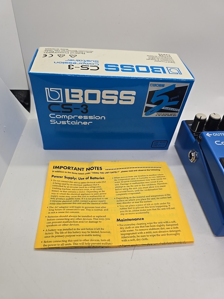 Boss CS-3 Compressor Sustainer Guitar Effect Pedal With Box