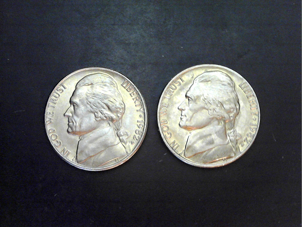 1982 P&D Uncirculated Jefferson Nickel Set.
