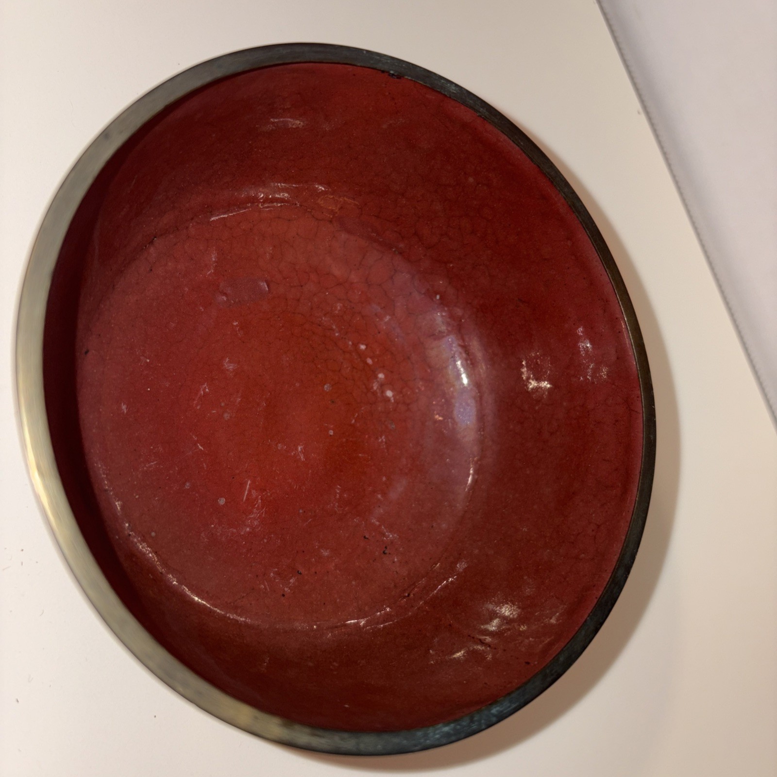 Vintage Cloisonné Enamel Bowl Maroon/green/blue China 4.5” Flowers