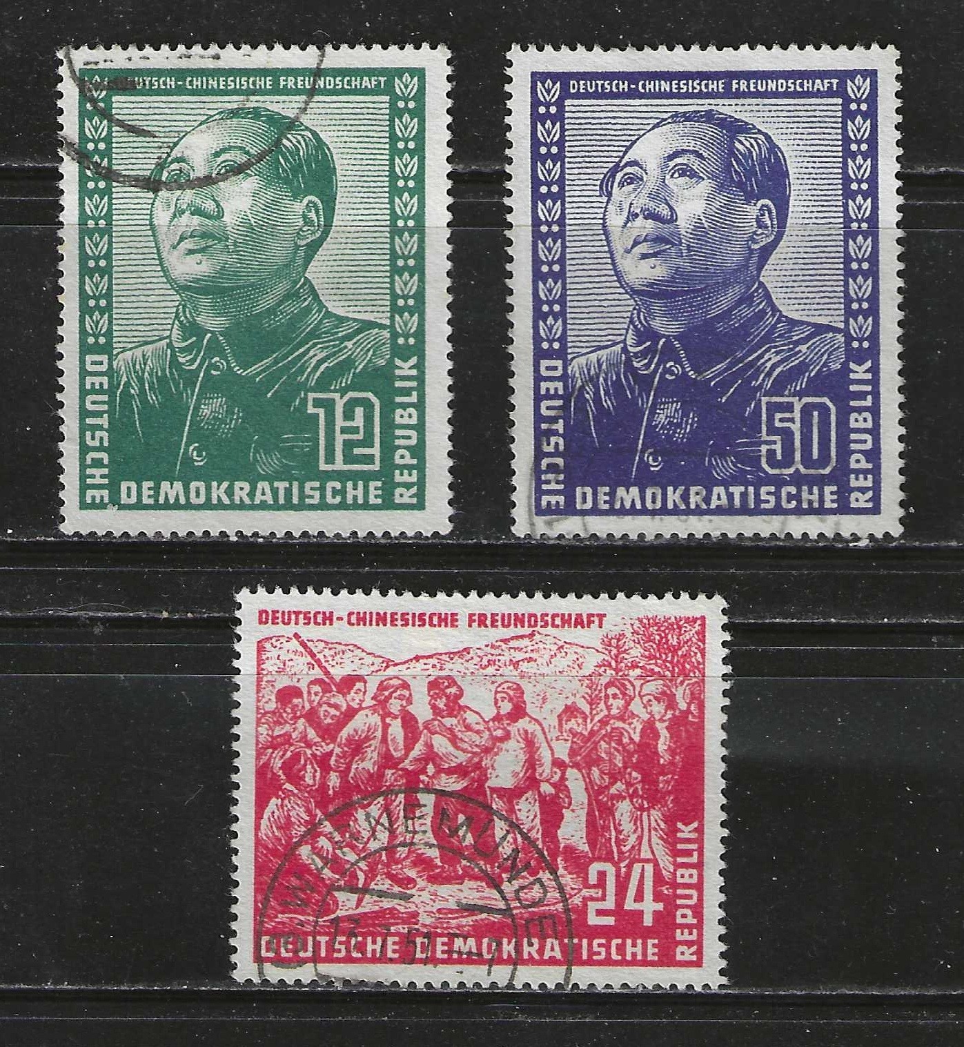 German Democratic Republic (DDR) 1951 complete Mao Zedong set used $ 174.00