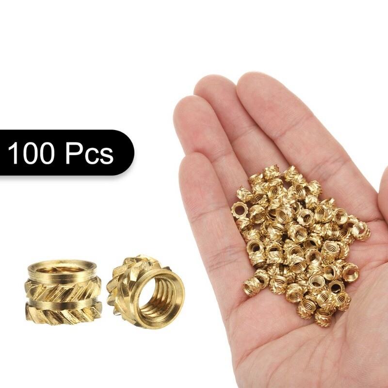 100pcs M4 Threaded Inserts Brass Heat Set Insert M4x4mm, OD 6mm