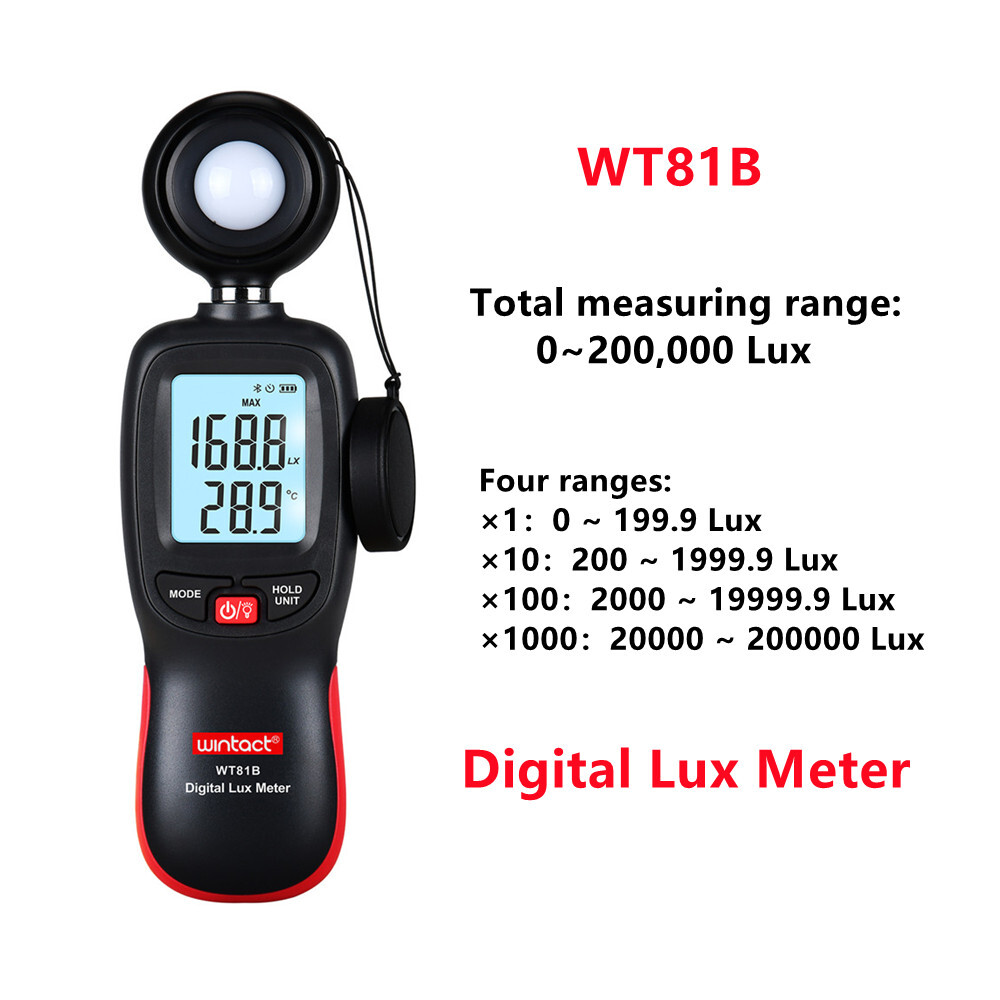 Light Meter Luxmeter Luminometer 0-200000Lux Thermometer 2in1 Bluetooth App