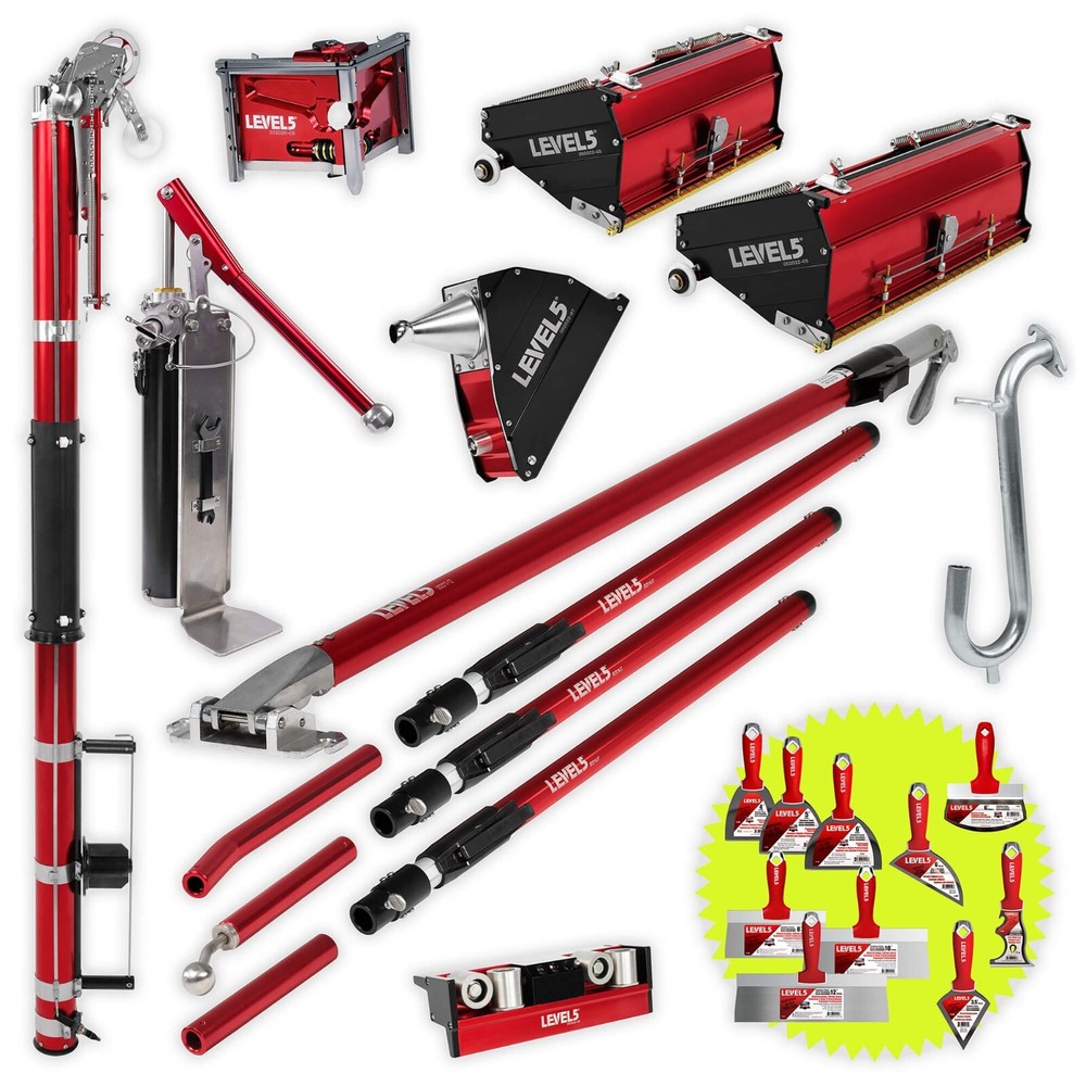LEVEL5 Drywall Tool Set, Mega Flat Boxes, Taper & Extension Handles | 4-607