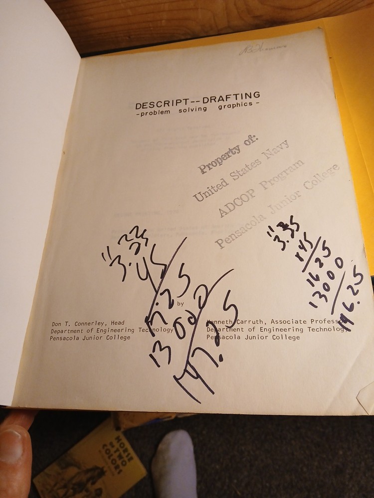 DRAFTING DESCRIPT PROBLEM US NAVY GRAPHICS WORK BOOK 1970
