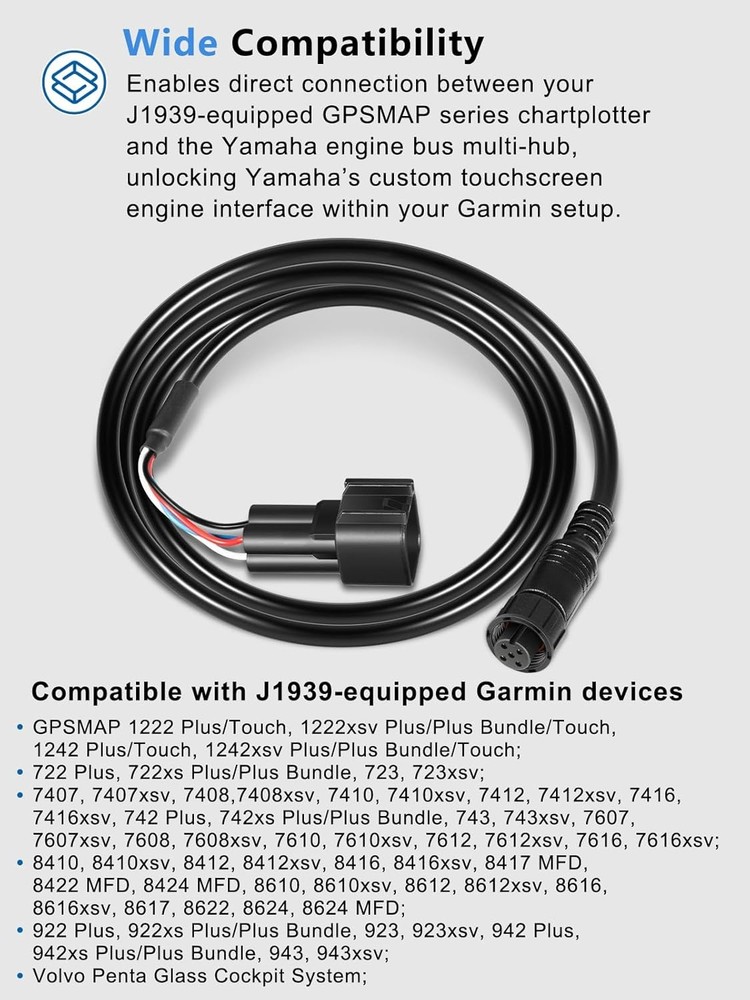 for Garmin Yamaha Engine Bus to J1939 Adapter Cable For GPSMAP Chartplotters