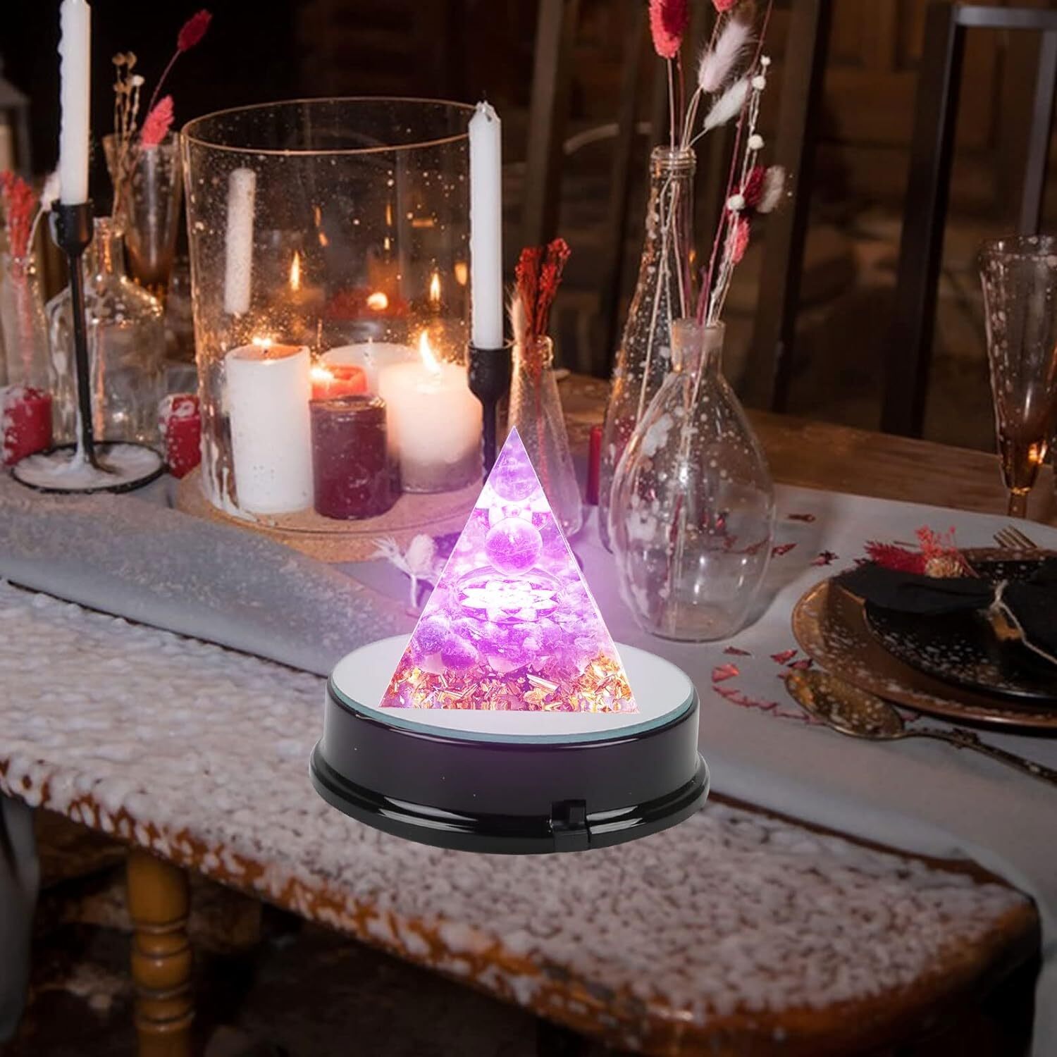 2pcs LED Light Display Base Stand 7 Color Lamp Holder Crystal Glass Art Figurinm