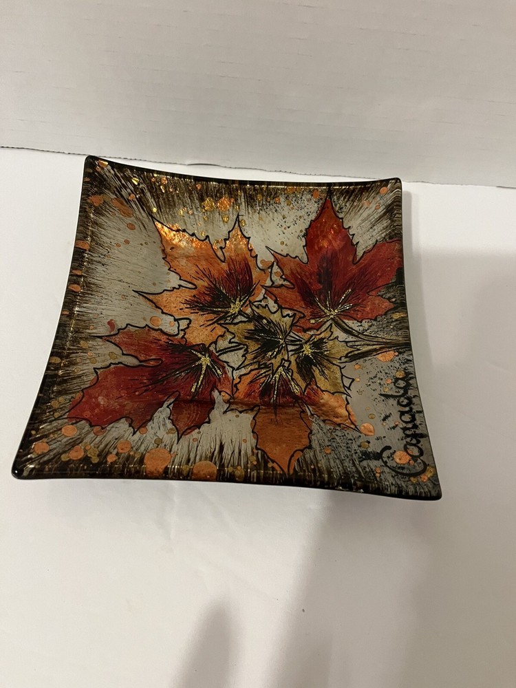 Glass Fused Maple Leaf Design Dish Canada