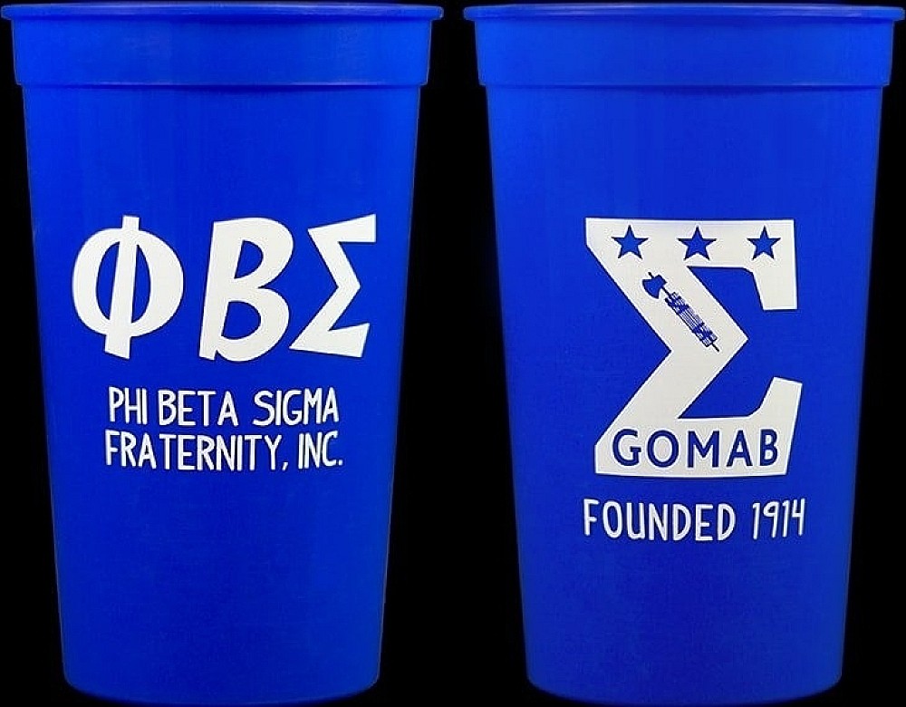 Phi Beta/Β Sigma Plastic Stadium Cups [10 Per Pack - Blue - 22 oz.]