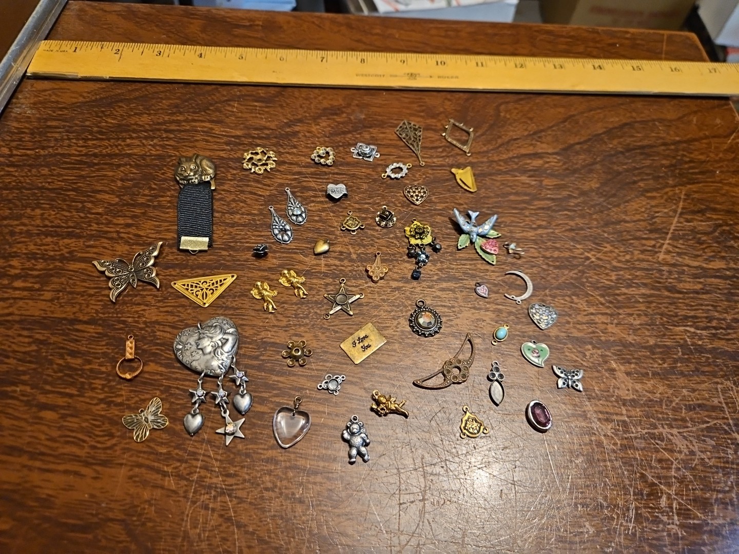 Lot Of 50 Mixed Parts Pcs France Vintage 60s Brass Stampings Findings Jewelry 16