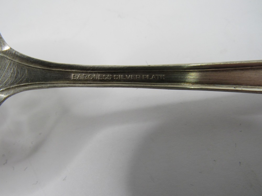 3 Pcs. Vtg Baroness Silverplate Flatware Cake Server Serving Spoon Fork GUC