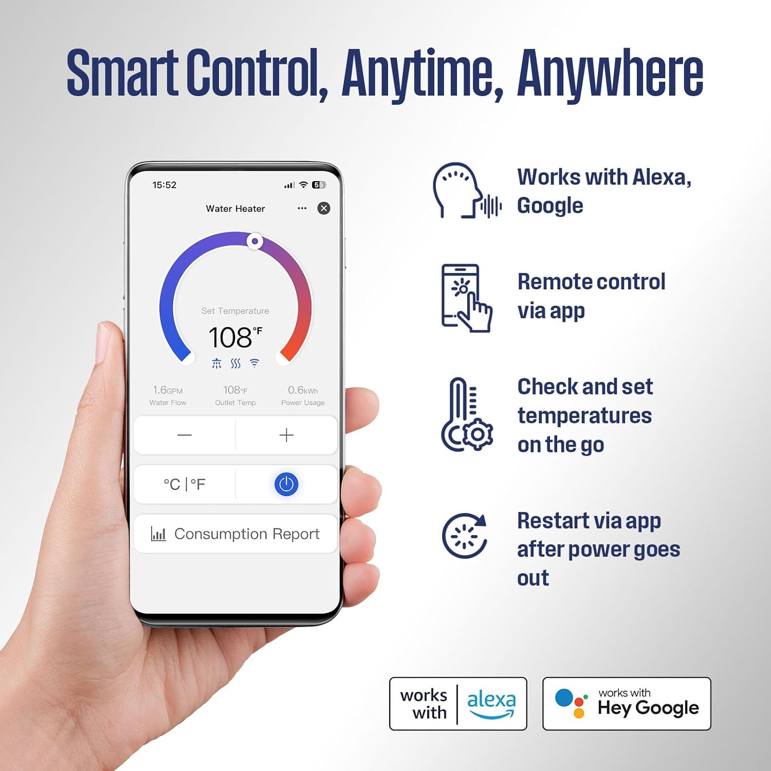 Westinghouse 14kW Tankless Water Heater Electric Instan,for WiFi & Amazon Alexa