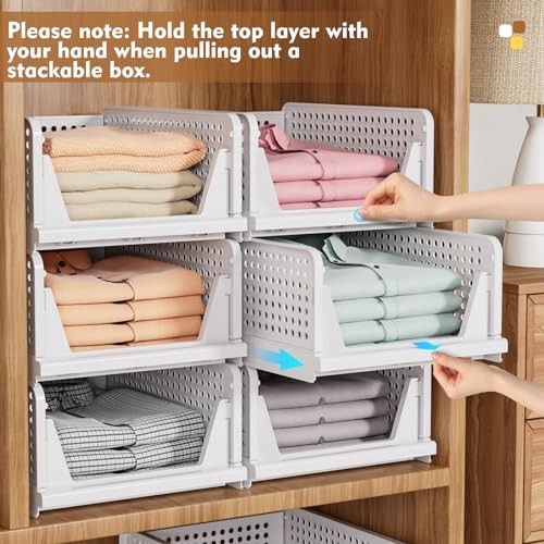 Stackable Closet Organizer Box, Multifunctional & Foldable Closet 5 Pack Green