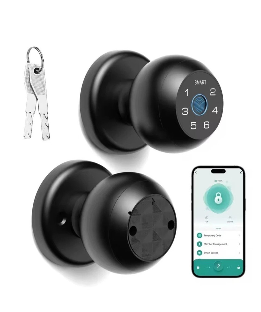 Viladepot Ball-Shaped Smart Lock Fingerprint, App-Controlled, Passcode