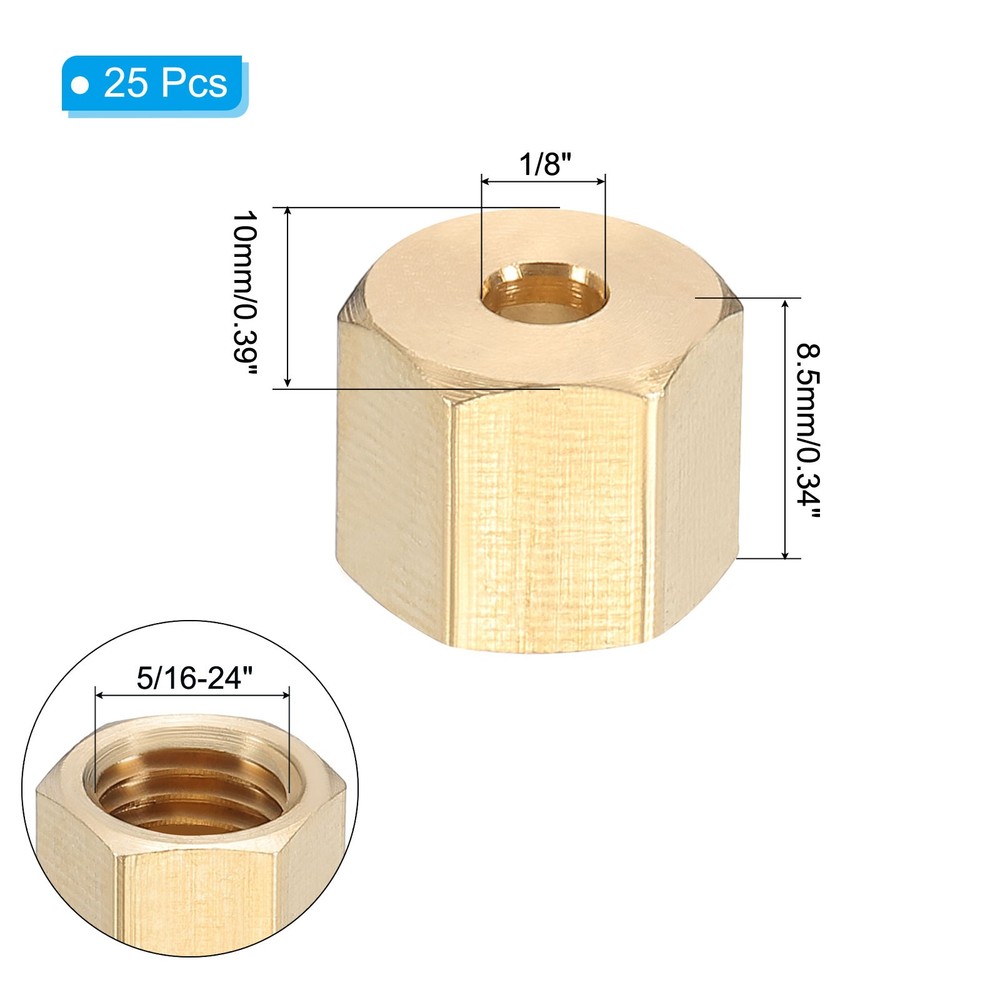 1/8" Brass Compression Nut,25Pcs Brass Compression Fitting Plumbing System