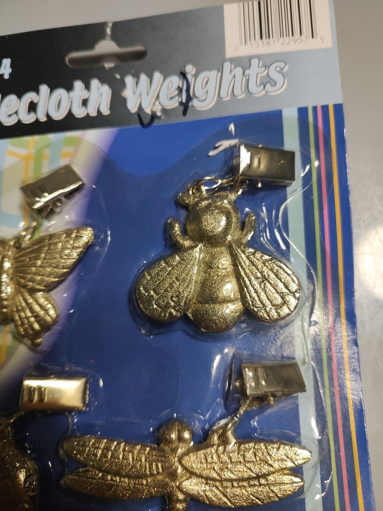 Vintage 4 Piece Tablecloth Weights Insect Designs