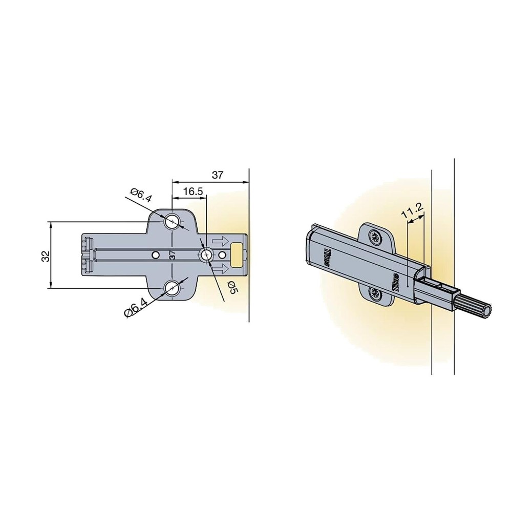 Titus Push to Open Catch & Cross Mounting Plate