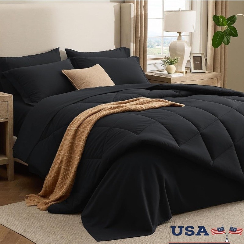 Luxury Microfiber Queen Comforter Set 7 Piece Soft Bedding Machine Washable New