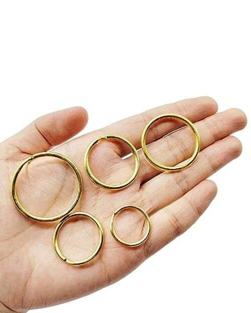 10 Pcs - Brass Round Edged Keyring Keychain Split outside dimensions :25mm(1")