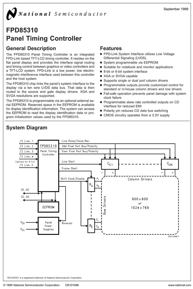 FPD85310 TFT-LCD Panel Timing Controller - QTY 10