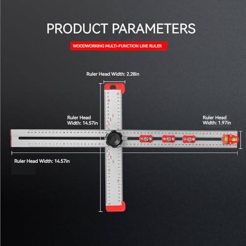 4 in 1 Drilling Ruler, 24 in Adjustable T Square, Multi-Function T 24 Inch 1+6