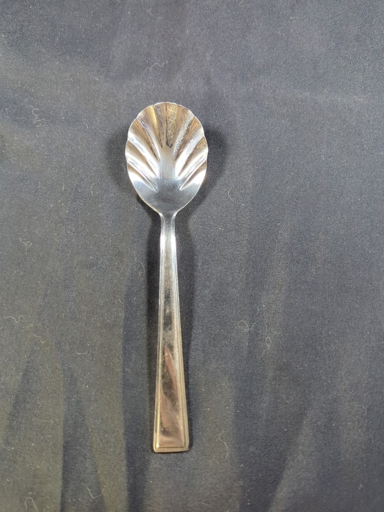 Stainless Silver Flatware  International Sugar Spoon Shell Ripple Design Unique