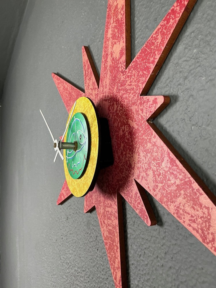 Post Modern Contemporary Darryl Red Studio Art Wall Clock - 17"
