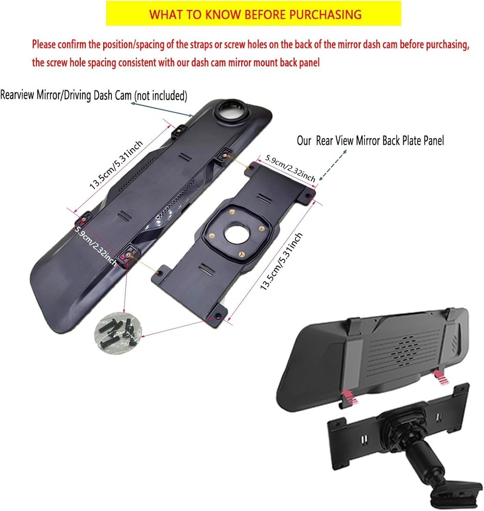 Compact Rearview Mirror Dash Cam Mount - Stabilizes Your Camera Effortlessly