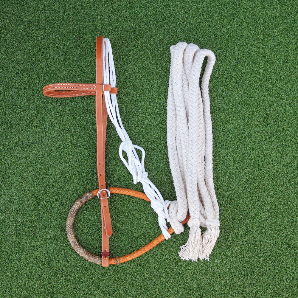 Tan Cowboy Pencil Bosal Hackamore Breaking Training USA Made