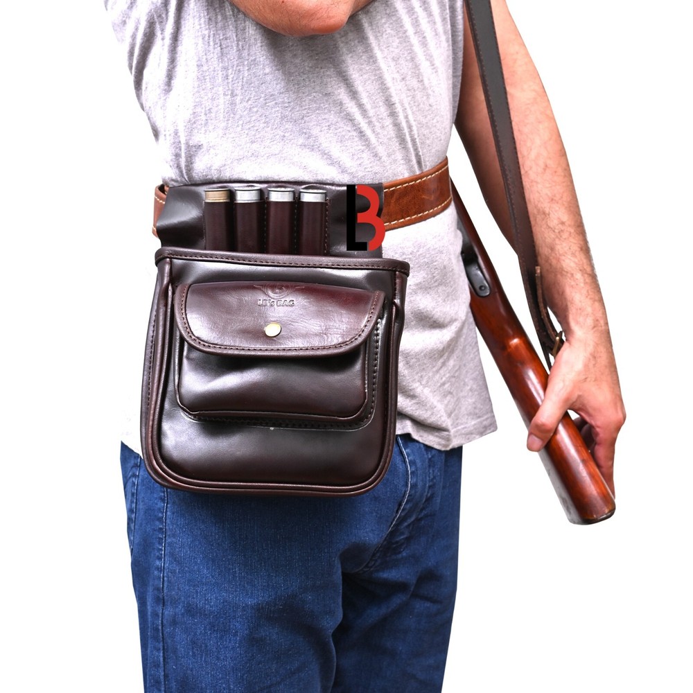 Genuine Cowhide Leather Trap Shooting Bag Ammo Storage Shell Pouch 50+