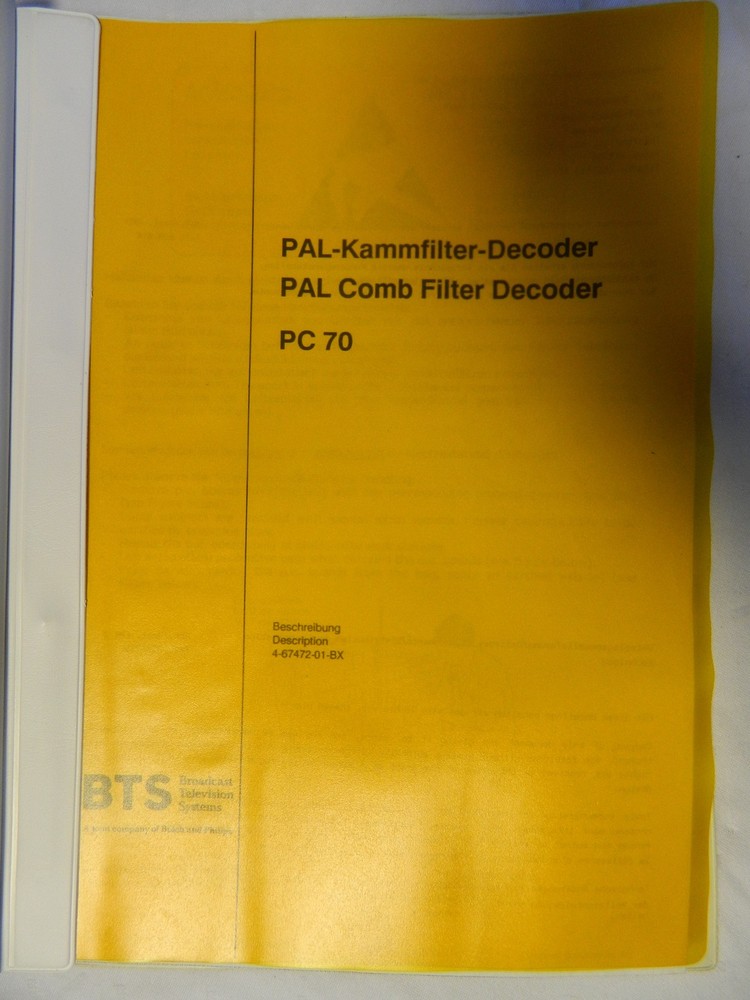 BTS PAL Comb Filter Decoder PC 70 Description English/German
