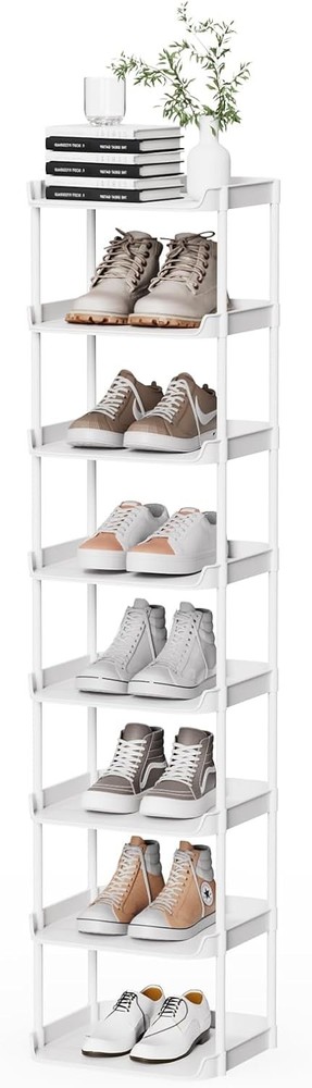 Narrow Shoe Storage Rack, Compact Single Shoerack Stand for Slim Space, Stackabl